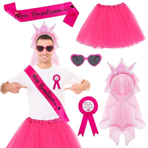 Afenau Junggesellenabschied Männer Kostüm, 5 Stück JGA Männer Kostüm mit Tütü Herren und Accessoires, Lustige Junggesellenabschied Kostüme für JunggesellenabschiedParty Und Hochzeit von Afenau