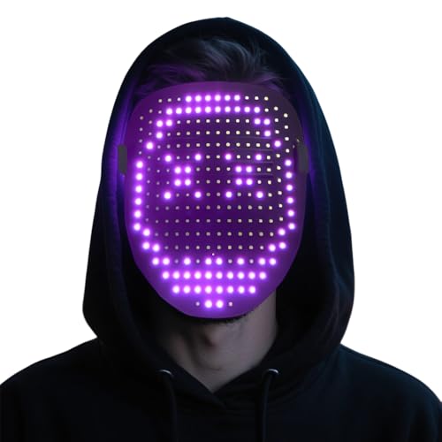 Afenau LED-Maske mit Gesten-Sensor, gruselige LED-Halloween-Maske, leuchtende Maske mit 50 statischen und dynamischen Bildern, LED-Masken, LED-Gesichtsmaske für Halloween, Gesichtsmasken für Männer Afenau LED-Maske mit Gesten-Sensor, gruselige LED-Halloween-Maske, leuchtende Maske mit 50 statischen und dynamischen Bildern, LED-Masken, LED-Gesichtsmaske für Halloween, Gesichtsmasken für Männer von Afenau