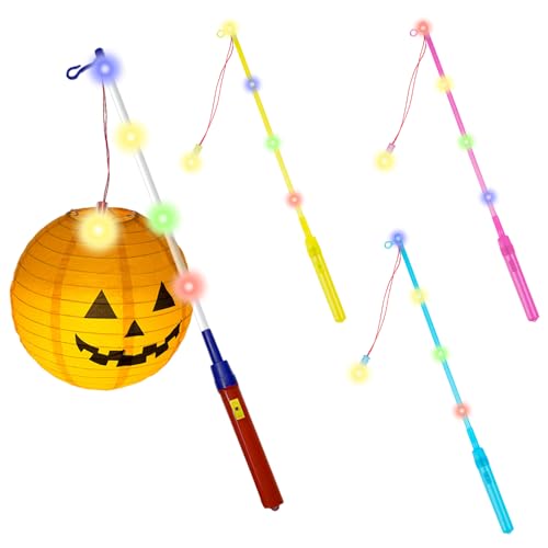 Afenau Laternenstab Kinder LED, 4er Set Laternenstab LED, 50cm LED Laternenstab, Laternenstab St Martin für Kinder, Laternenstäbe LED für St Martin, Halloween, Weihnachten Kindergarten von Afenau