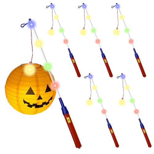 Afenau Laternenstab Kinder LED, 6er Set Laternenstab LED, 40cm LED Laternenstab, Laternenstab St Martin für Kinder, Laternenstäbe LED für St Martin, Halloween, Weihnachten Kindergarten von Afenau