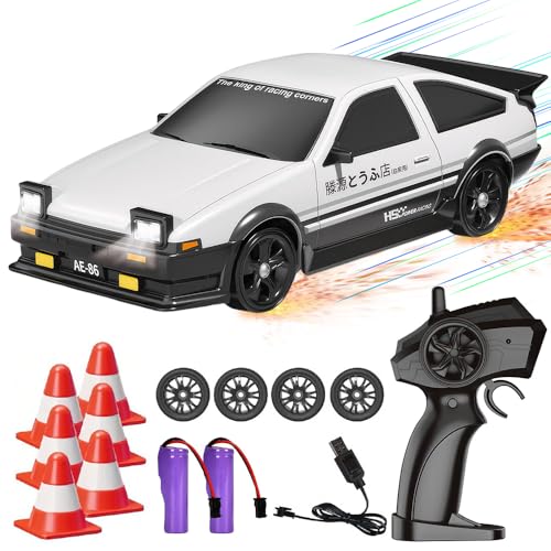 Afenau RC Drift Car Mini, 1:24 Mini Drift RC Car mit LED-Leuchten, 2,4Ghz 4WD Drift Auto Ferngesteuert, 15km/h mini rc Drift CAR für Kinder und Erwachseneab 6 Jahre älter (Weiß) von Afenau