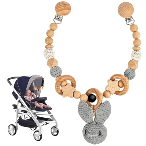 Kinderwagenkette Holz Baby, Kinderwagen Kette für Babys, Kinderwagen Spielzeug, Kinderwagenkette Junge mit Süßer Hase Anhänger, Tierform Kinderwagenspielzeug mit Glocke Geschenk zu Weihnachten Kinderwagenkette Holz Baby, Kinderwagen Kette für Babys, Kinderwagen Spielzeug, Kinderwagenkette Junge mit Süßer Hase Anhänger, Tierform Kinderwagenspielzeug mit Glocke Geschenk zu Weihnachten von Afenau