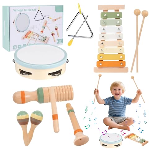 Musikinstrumente für Kinder, Afenau 6 in 1 Instrumente Kinder mit Xylophon, Tamburin, Holz Musikinstrumente Baby, Montessori Musikinstrumenten-Set für Kinders ab 3 Jahr Musikinstrumente für Kinder, Afenau 6 in 1 Instrumente Kinder mit Xylophon, Tamburin, Holz Musikinstrumente Baby, Montessori Musikinstrumenten-Set für Kinders ab 3 Jahr von Afenau