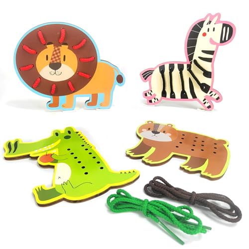 Fädelspiel Aus Holz, 4pcs Montessori Holzspielzeug Fädelspiel Tiere Pädagogische Schnürspielzeug für Kinder Nähkarten Kinder Kleinkind Reise Spielzeug Geschenke für Jungen Mädchen 2-5 Jahre Alt Fädelspiel Aus Holz, 4pcs Montessori Holzspielzeug Fädelspiel Tiere Pädagogische Schnürspielzeug für Kinder Nähkarten Kinder Kleinkind Reise Spielzeug Geschenke für Jungen Mädchen 2-5 Jahre Alt von AffeGifts