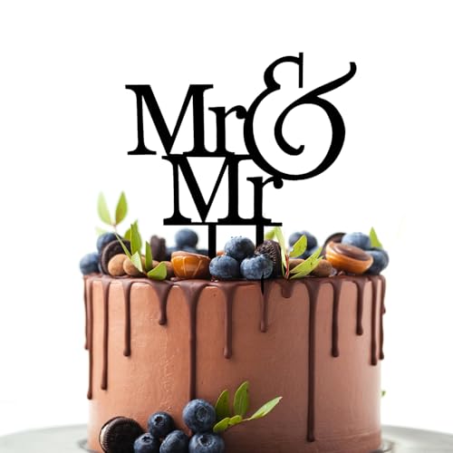 Mr & Mr Männer Hochzeit Dekor, Paar Kuchen Topper Mr und Mr Pride Cake Toppers Schwarz Acryl Gay Geschenk für Hochzeitstag Party Mr & Mr Männer Hochzeit Dekor, Paar Kuchen Topper Mr und Mr Pride Cake Toppers Schwarz Acryl Gay Geschenk für Hochzeitstag Party von AffeGifts