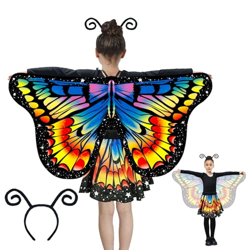 Schmetterlingsflügel Kinder, Schmetterlingsflügel Kinder Feenflügel Kinder mit Rock und Stirnband Feenkostüm Damen Dress Up für Mädchen Fancy Dress Party Spiel 4-10 Jahre Alt von AffeGifts