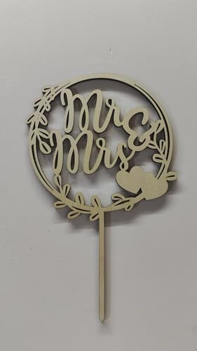 Affivia Cake Topper Hochzeit Holz (mr&mrs, Holzfarbe) von Affivia