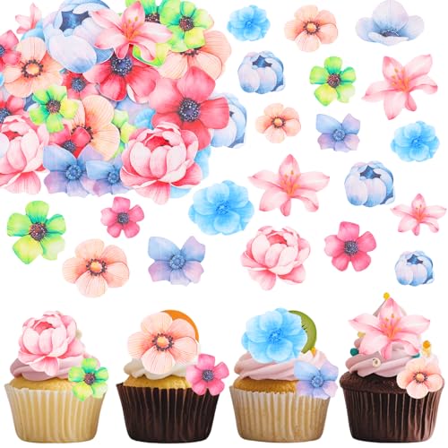 Affivia 36 Stk Essbare Blüten Tortendeko, Bunt Tortendeko Essbar Blumen,Essbare Blumen für Torte,Essbar Zuckerblumen Muffin Torten Dekoration,Esspapier Blüten Kuchen Deko für Geburtstag,Hochzeit,Braut von Affivia