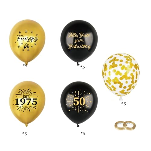 Affivia Geburtstag Luftballons Schwarze Gold (50. Geburtstag) von Affivia