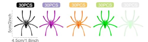 Affivia Spinne Halloween Deko (Bunt, 150 Stück (5 Farben, Medium)) von Affivia