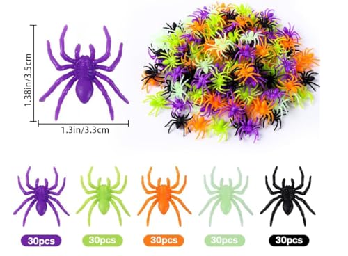 Affivia Spinne Halloween Deko (Bunt, 150 Stück (5 Farben, klein)) von Affivia