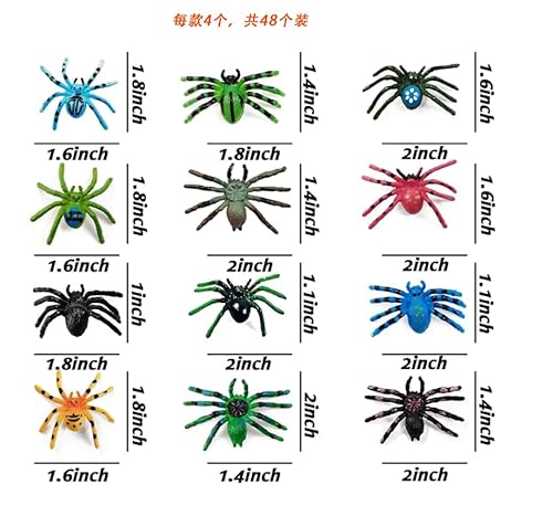 Affivia Spinne Halloween Deko (Bunt, 24 Stück (12 Farben, Medium)) von Affivia