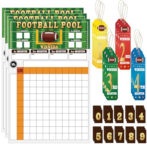 Affrolling Fußball-Pool-Spiel-Set inklusive 3 Fußballspielbögen, 12 Medaillen-Preisbändern, 3 Zahlenblättern, super Spielschalen-Dekorationen für Fußballspiele, Party, Geburtstag, Zubehör, von Affrolling