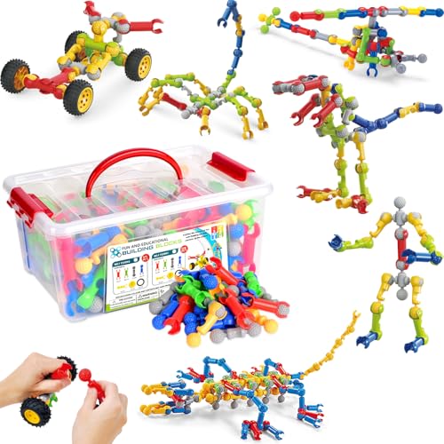 Kinder Bauen MINT-Spielzeug, 125-teiliges Baustein-Set, Erzieherische und Kreative Bausteine für Jungen und Mädchen im Alter von 3 4 5 6 7 8 9 10 Jahren, Geschenk Konstruktionsspielzeug für Kinder von Afomida