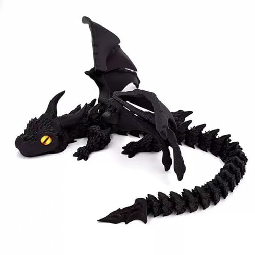 Afufu 30cm 3D Gedruckter Drache mit Augen & Flügeln, Geheimnisvolle Realistische Drachen Figuren für Kinder Erwachsene, Flexibler Gelenkdrache Drachen Deko, Fidget Spielzeug Ostern Geschenkidee von Afufu