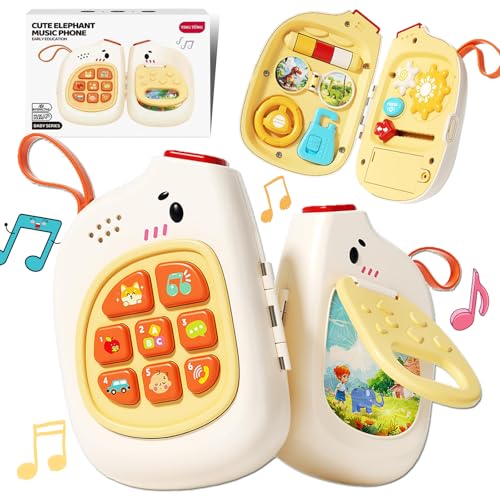 Afufu Baby Phone Musikalische Spielzeuge Kinder Handy Telefon 1 2 3 Jahr Geschenke Mädchen Jungen, Montessori Busy Board Activity Board, Sensorik Spiel Motorikspielzeug Lernspiele (Englische Version) von Afufu