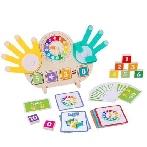 Afufu Montessori Spielzeug ab 3 Jahre, Holzspielzeug Activity Spiel Lernspiele für 3 4 5 Jahre Kinder, Mathe & Zeit Lernspiel für Vorschule Kinder Jungen Mädchen Pädagogisches Geschenk von Afufu