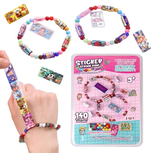 Afufu Sticker-Armband für Mädchen ab 3, 140 Mini Hologramm Sticker| 2 Anhänger| 2 Freundschaftsarmbänder, Selber Machen Kinder Bastelset Geschenke für Mädchen, Kawaii Stickerarmband Wiederverwendbares Afufu Sticker-Armband für Mädchen ab 3, 140 Mini Hologramm Sticker| 2 Anhänger| 2 Freundschaftsarmbänder, Selber Machen Kinder Bastelset Geschenke für Mädchen, Kawaii Stickerarmband Wiederverwendbares von Afufu