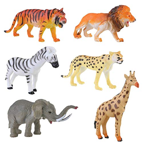 Afufu Tiere Spielzeug, 6 Stücke Dschungel Wild Tiere Figuren Mini Vinyl Plastik Tiere als Spielzeugset Partyzubehör für Jungs und Kinder je ca. 10 cm von Afufu