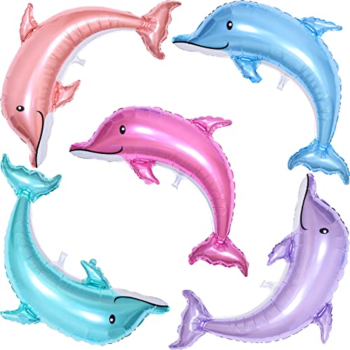 5 Stück riesige Delfinballons, 117,8 cm Spritz-Delfin-Folie, Mylar, Ozeantiere, Ballon für Seefisch, Delfin, Geburtstagsparty, Babyparty, Ozeantiere, Meerjungfrau-Themenparty-Zubehör 5 Stück riesige Delfinballons, 117,8 cm Spritz-Delfin-Folie, Mylar, Ozeantiere, Ballon für Seefisch, Delfin, Geburtstagsparty, Babyparty, Ozeantiere, Meerjungfrau-Themenparty-Zubehör von Afuntuo