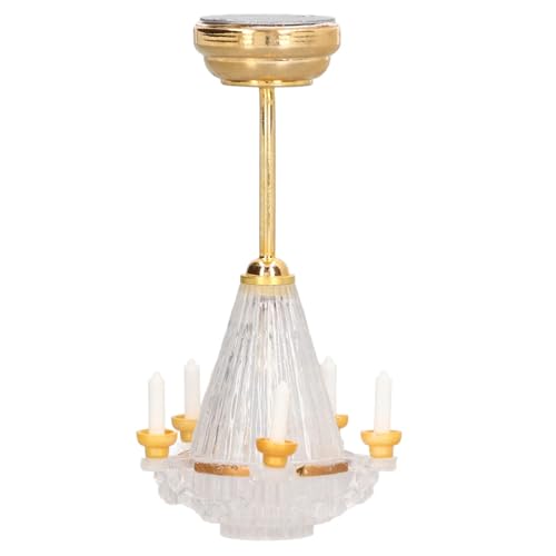 Puppenhaus-Kronleuchter, 1:12 Miniatur-Lampen, Miniatur-Hausmöbel, Puppenhaus-Miniatur-Deckenlampe, künstliche Kerzen, Möbel, Spielzeug, Puppenhaus-Zubehör mit 5 LED-Kerze für Kinder und Erwachsene Puppenhaus-Kronleuchter, 1:12 Miniatur-Lampen, Miniatur-Hausmöbel, Puppenhaus-Miniatur-Deckenlampe, künstliche Kerzen, Möbel, Spielzeug, Puppenhaus-Zubehör mit 5 LED-Kerze für Kinder und Erwachsene von Agatige