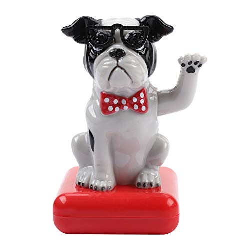 Solar Powered Waving Dog Car Decor, Mini Funny Swing Arm entzückende tanzende Welpen Dashboard -Ornament Bewegung für Auto Home Office Tischation (Schwarzer weißer Hund) von Agatige