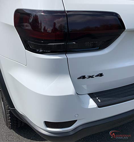Aggressive Overlays Kompatibel mit Jeep Grand Cherokee 2014–2020 getönte Rücklichtfolie, dritte Bremslicht, Tönung für hintere Stoßstange, Reflektor-Overlay-Abdeckungen (Dark Smoke Full Rear Kit) von Aggressive Overlays