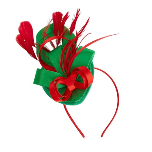 Agoky 1920s Elegant Fascinator Hut mit Haarspange Vintage Haarschmuck Charmanter Stirnband Fasching Mottoparty Karneval Accessoires Grün&Rot One Size von Agoky