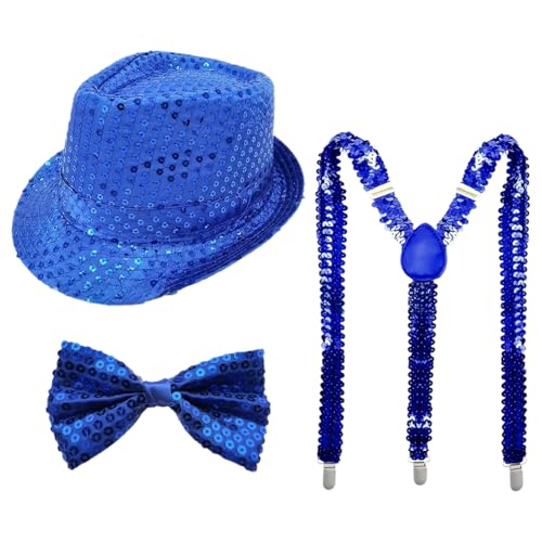 Agoky 70er Jahre Glitzer Disco Kostüm Set Pailletten Fedora Hut Krawatte Handschuhe Für Disco Tanzparty Zaubershow Typ D Königsblau 3 Stück Einheitsgröße Agoky 70er Jahre Glitzer Disco Kostüm Set Pailletten Fedora Hut Krawatte Handschuhe Für Disco Tanzparty Zaubershow Typ D Königsblau 3 Stück Einheitsgröße von Agoky