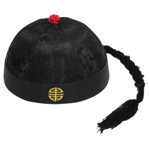 Agoky Alte Chinesische Königliche Kaiserhut Asiatischer Hut Chinese Emperor Hut Kopfbedeckung Kopfschmuck Mottoparty Schwarz B L von Agoky