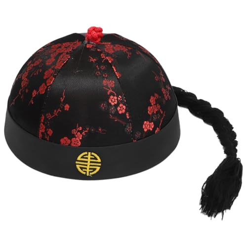 Agoky Alte Chinesische Königliche Kaiserhut Asiatischer Hut Chinese Emperor Hut Kopfbedeckung Kopfschmuck Mottoparty Schwarz Rot L von Agoky