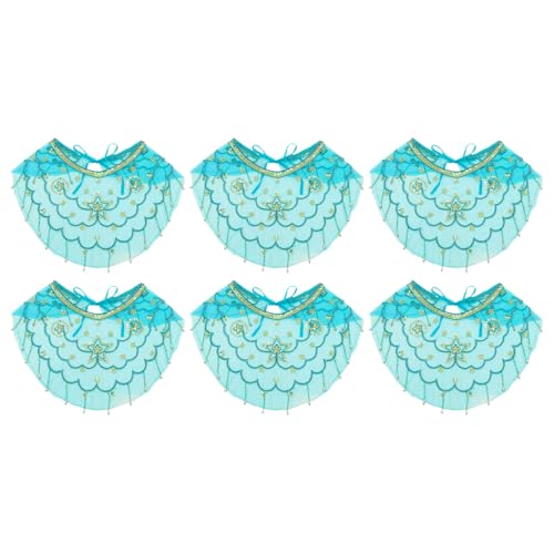 Agoky Bauchtanz Gesichtsschleier Damen Mesh Schleier Pailletten Gesichtsmaske Arabisch Kostüm Zubehör Schmuck Tanzkostüm Lake Blue 6Pcs One Size von Agoky