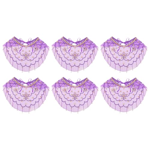 Agoky Bauchtanz Gesichtsschleier Damen Mesh Schleier Pailletten Gesichtsmaske Arabisch Kostüm Zubehör Schmuck Tanzkostüm Purple 6Pcs One Size von Agoky