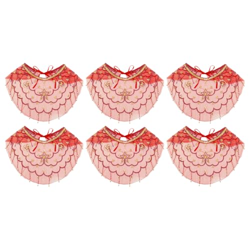 Agoky Bauchtanz Gesichtsschleier Damen Mesh Schleier Pailletten Gesichtsmaske Arabisch Kostüm Zubehör Schmuck Tanzkostüm Red 6Pcs One Size von Agoky