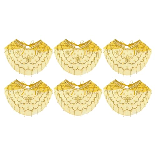 Agoky Bauchtanz Gesichtsschleier Damen Mesh Schleier Pailletten Gesichtsmaske Arabisch Kostüm Zubehör Schmuck Tanzkostüm Yellow 6Pcs One Size von Agoky