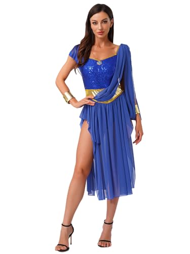 Agoky Damen Bauchtanz Kostüm Indische Prinzessin Outfit Langarm/Kurzarm Pailletten Tanzkleider Swingkleider Rock mit Schlitz Halloween Mottoparty Königsblau M Agoky Damen Bauchtanz Kostüm Indische Prinzessin Outfit Langarm/Kurzarm Pailletten Tanzkleider Swingkleider Rock mit Schlitz Halloween Mottoparty Königsblau M von Agoky