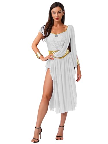 Agoky Damen Bauchtanz Kostüm Indische Prinzessin Outfit Langarm/Kurzarm Pailletten Tanzkleider Swingkleider Rock mit Schlitz Halloween Mottoparty Weiß S Agoky Damen Bauchtanz Kostüm Indische Prinzessin Outfit Langarm/Kurzarm Pailletten Tanzkleider Swingkleider Rock mit Schlitz Halloween Mottoparty Weiß S von Agoky