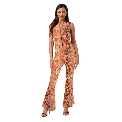 Agoky Damen Bedruckter Jumpsuit mit Kapuze Ärmellos Hemd Bluse und High Waist Schlaghose Glockenhose 70er 80er Jahre Disco Hippie Kostüm Orange L Agoky Damen Bedruckter Jumpsuit mit Kapuze Ärmellos Hemd Bluse und High Waist Schlaghose Glockenhose 70er 80er Jahre Disco Hippie Kostüm Orange L von Agoky
