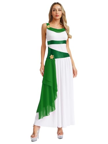 Agoky Damen Elegant Göttin Kostüm Ärmelloses Tunika Kleid Farbblock Maxikleider Anbetung Lob Tanzkleid Midikleid Motto Party Outfits Weiß Grün L Agoky Damen Elegant Göttin Kostüm Ärmelloses Tunika Kleid Farbblock Maxikleider Anbetung Lob Tanzkleid Midikleid Motto Party Outfits Weiß Grün L von Agoky