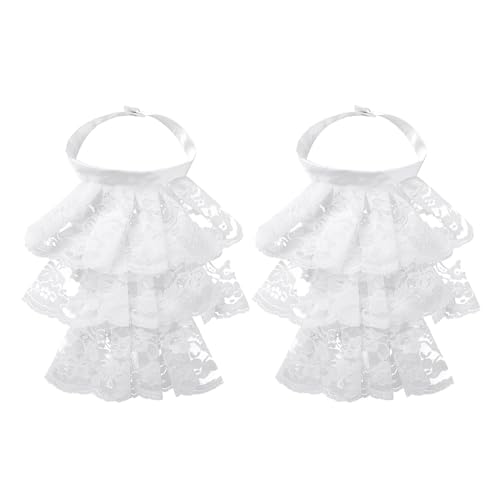 Agoky Damen Herren Spitzen Jabot Volant Hemd Kragen Richterin Robe Cosplay Kostüm Zubehör Fasching Karneval Outfits Weiß 2Pcs One Size von Agoky