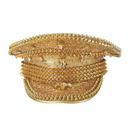 Agoky Damen Pailletten Kapitänsmütze Glitzer Strass Kapitänshut Modische Kopfbedeckung Militärhut Fasching Mottoparty Performance Gold Einheitsgröße Agoky Damen Pailletten Kapitänsmütze Glitzer Strass Kapitänshut Modische Kopfbedeckung Militärhut Fasching Mottoparty Performance Gold Einheitsgröße von Agoky
