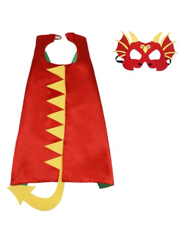Agoky Dinosaurier Umhang Drachenmasken mit Klauen Halloween Kostüm Junge Mädchen verkleiden sich Kleidung für Rollenspiel Rot One Size Agoky Dinosaurier Umhang Drachenmasken mit Klauen Halloween Kostüm Junge Mädchen verkleiden sich Kleidung für Rollenspiel Rot One Size von Agoky