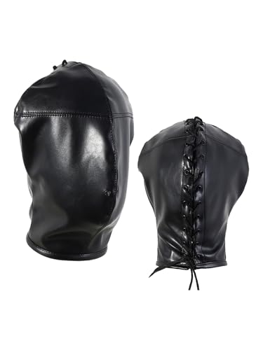 Agoky Erwachsene Spielzeug Kopfmaske Clubwear Maske Kunstleder Full Cover Gesichtsmaske Reizvoll Kopfhaube Cosplay Kopfbedeckung Schwarz B One Size Agoky Erwachsene Spielzeug Kopfmaske Clubwear Maske Kunstleder Full Cover Gesichtsmaske Reizvoll Kopfhaube Cosplay Kopfbedeckung Schwarz B One Size von Agoky