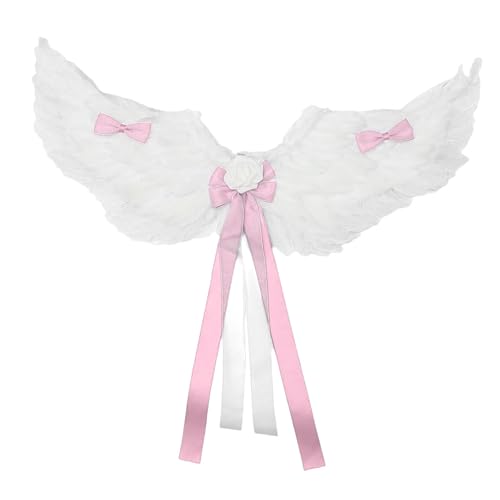 Agoky Exquisite Engel-Flügel mit Schleifenblumenband verziert Flügel für Weihnachten Halloween Karnevalsparty Rosa Einheitsgröße Agoky Exquisite Engel-Flügel mit Schleifenblumenband verziert Flügel für Weihnachten Halloween Karnevalsparty Rosa Einheitsgröße von Agoky