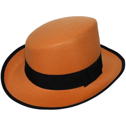 Agoky Gentleman Filzhut Viktorianischer Zauber Zylinderhut Für Halloween Magier Karnevalsparty Orange Rot Einheitsgröße von Agoky