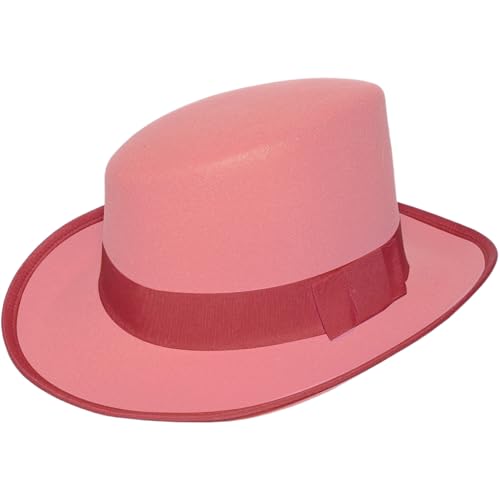 Agoky Gentleman Filzhut Viktorianischer Zauber Zylinderhut Für Halloween Magier Karnevalsparty Rosa Einheitsgröße von Agoky