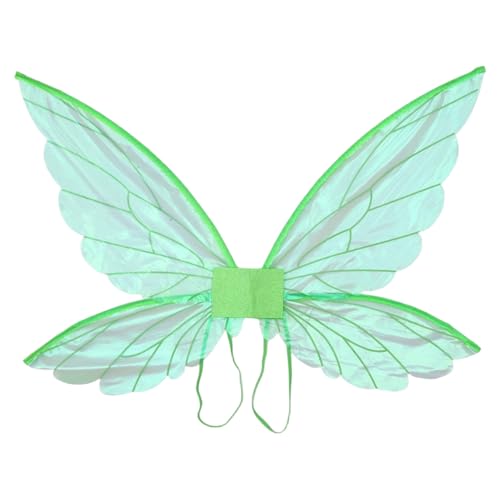 Agoky Glitter Elf Flügel Fee Floral Girlande Mit Elf Ohren Stern Zauberstab Halloween Verkleidung Zubehör Grün Einheitsgröße von Agoky