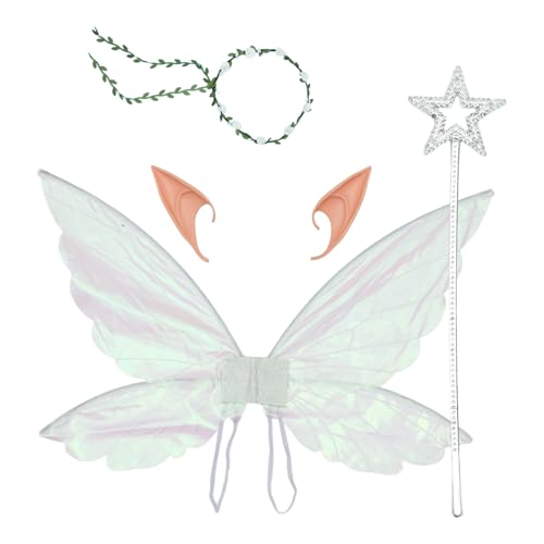 Agoky Glitter Elf Flügel Fee Floral Girlande Mit Elf Ohren Stern Zauberstab Halloween Verkleidung Zubehör Weißes Set Einheitsgröße Agoky Glitter Elf Flügel Fee Floral Girlande Mit Elf Ohren Stern Zauberstab Halloween Verkleidung Zubehör Weißes Set Einheitsgröße von Agoky