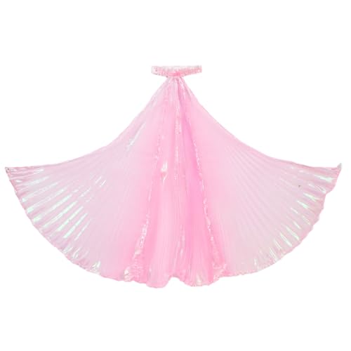 Agoky Glitzeriges Ägyptisches Professionelles Bauchtanzkostüm Flügel Mit Fingerösten Anbetungstanz Flügel Rosa 75cm von Agoky