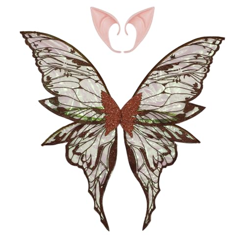 Agoky Gold Stempel Blume Fee Flügel Schmetterling Flügel mit Elf Ohren für Themed Party Favors Braun One Size Agoky Gold Stempel Blume Fee Flügel Schmetterling Flügel mit Elf Ohren für Themed Party Favors Braun One Size von Agoky